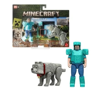 A Minecraft Movie Mans Best Wolf Diamond Armor Steve & Wolf 4" Figure 2 Pck 2025 - Picture 1 of 5