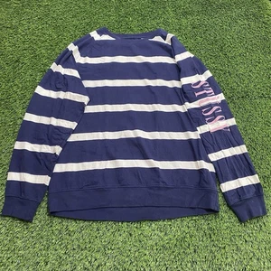 Camisa Stussy Para Hombre XL Blanca Azul Marino Rayas Manga Larga Rosa Bordado Logo - Imagen 1 de 11