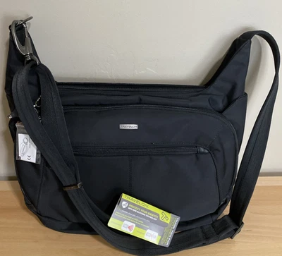 Travelon Anti-Theft Concealed Carry Hobo Crossbody Shoulder Messenger Bag Black - Image 1 of 4