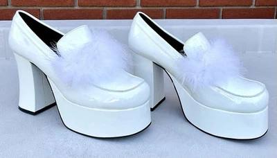 Sugar Thrillz Angel Gossip Girl Marabou Feather Boa Platform Heels White Sz 11 - Image 1 of 4