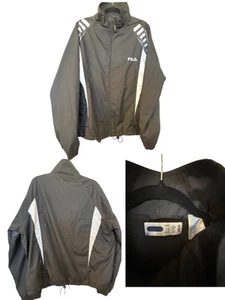 Fila Track Jacket Men XL Windbreaker White / Black Stripe Full Zip - Picture 1 of 6