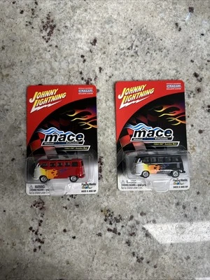 Johnny Lightning 2004 MACE 1964 VW Samaba Bus Red & Black With Flames - Image 1 of 4