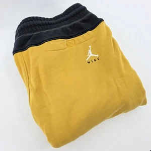 VTG Nike Air Jordan Jumpman Jogger Pants Mens Large Yellow Drawstring Pockets - Picture 1 of 13