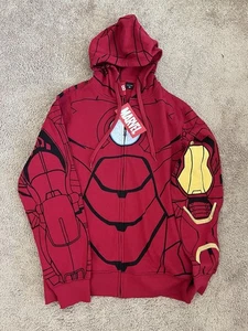 Neu mit Etikett Mad Engine Marvel Iron Man Hoodie Sweatshirt durchgehender Reißverschluss kleines Herrenkostüm - Bild 1 von 4