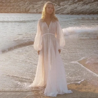 Maxi Vestido de Maternidad Spell Designs Fleur Talla L Algodón Bordado Foto 1 de 4