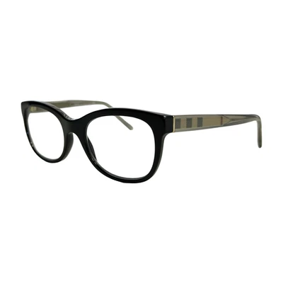 Burberry Eyeglass Frames Cat Eye Black Plaid Check Women's Glasses With Case - Image 1 of 4