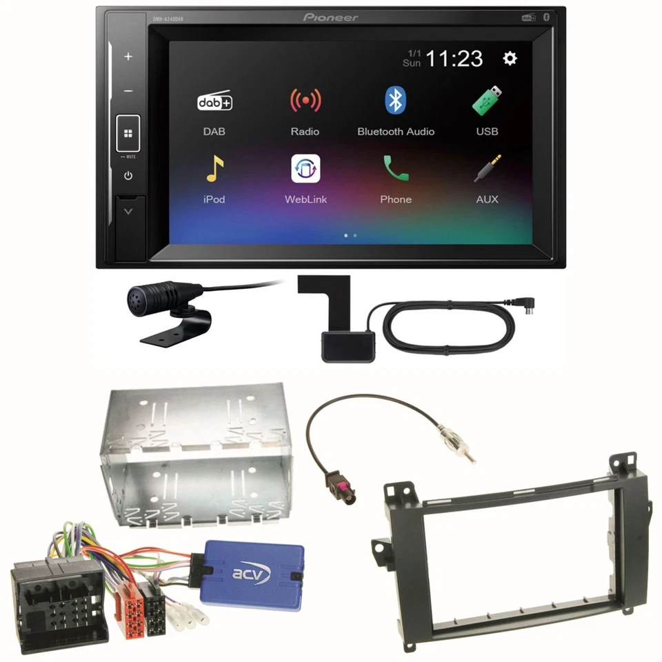 Pioneer DMH-A240DAB DAB+ Bluetooth Einbauset für Mercedes A W169 B Klasse W245 - Bild 1 von 1