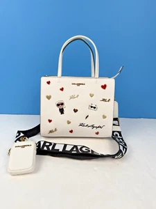 KARL LAGERFELD White Satchel Maybelle Charm Bag LH9DU8BJ MSRP $248 - Picture 1 of 17