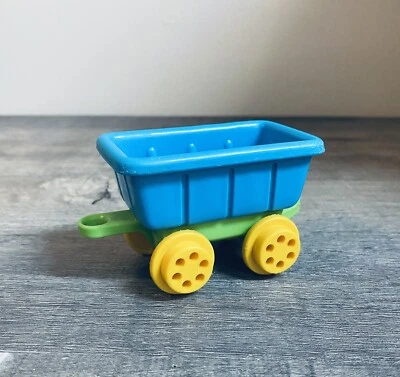 Carro de ferrocarril vintage Plaza Sésamo carro azul con ruedas amarillas Foto 1 de 4