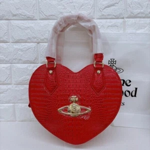 Bolso de Hombro Vivienne Westwood Rojo en Forma de Corazón Patrón de Cocodrilo Bidireccional Raro - Imagen 1 de 10
