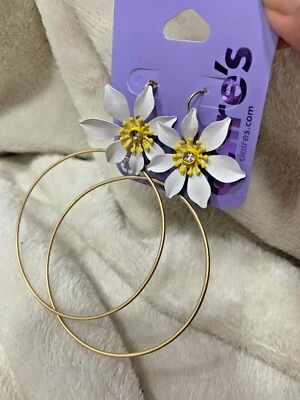 Pendientes colgantes de aro margarita de 4" de oro CLAIRE'S NUEVO Foto 1 de 4