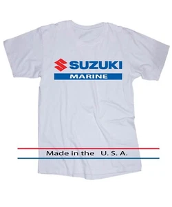 Suzuki Outboard Marine logo White T-shirt Boating Powerboat - Picture 1 of 1