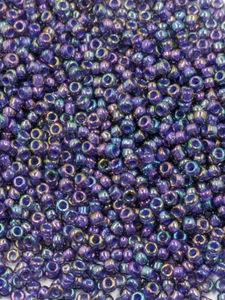 Perline semi vetro vintage TOHO Giappone metallizzato viola scuro olio ab 11/0 14g - Foto 1 di 6