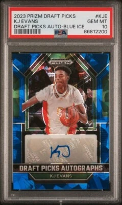 PSA 10 - KJ EVANS #/75 Auto - 2023 Prizm Draft Autograph - BLUE ICE  - KWAME JR - Image 1 of 2