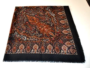 Bufanda cuadrada vintage Woodward Paisley roja oxidada negra hecha en Italia 36" - Imagen 1 de 11