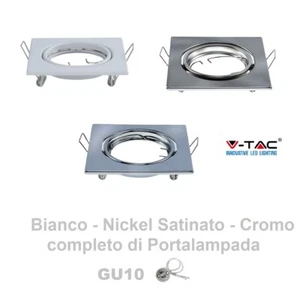 V-TAC PORTAFARETTO QUADRATO DA INCASSO GU10 FARETTO ORIENTABILE VT-817 - Foto 1 di 13