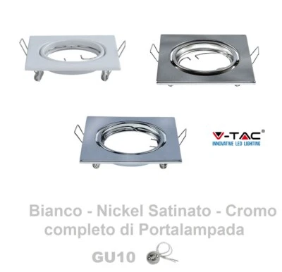 V-TAC  PORTAFARETTO QUADRATO DA INCASSO GU10  FARETTO ORIENTABILE VT-817  - Immagine 1 di 4