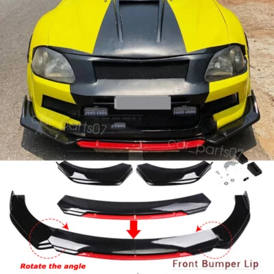 Front Bumper Red Lip Spoiler Gloss Black Body Kit For Mitsubishi Galant Ralliart - Image 1 of 4