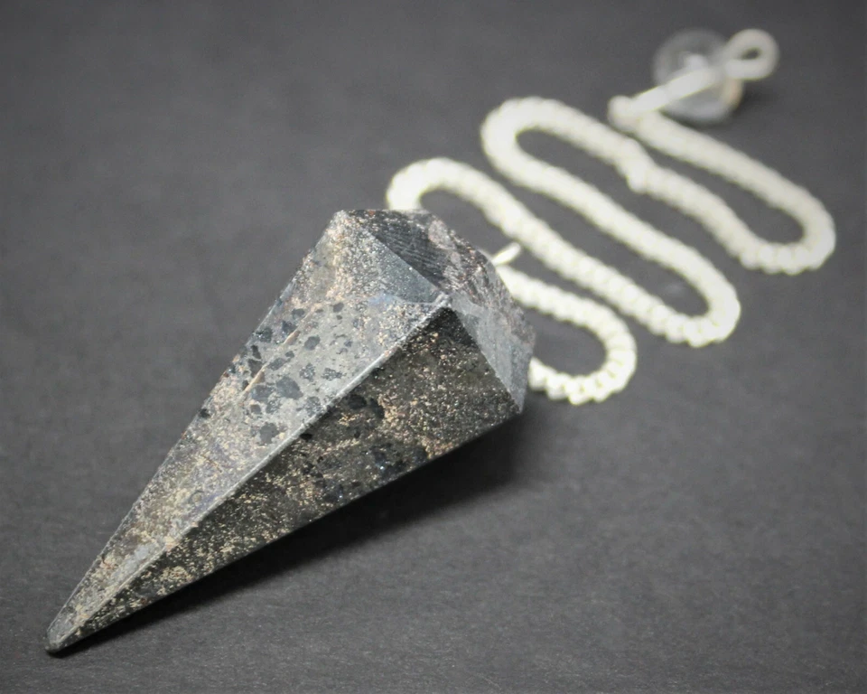 Hematite Faceted Pendulum with Chain (Dowsing, Divination) - Image 1 of 4