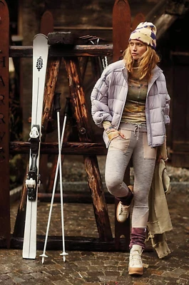 NUEVO XS Free People Movement Kyoto Leggings Pantalones tiro alto retazos plata oscura Foto 1 de 4