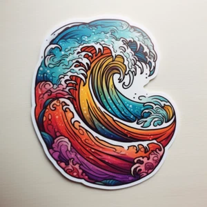 Calcomanía de vinilo colorida para parachoques de ventana de vehículo portátil taza ola del océano - Imagen 1 de 10