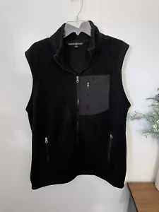 Beverly Hills Polo Club L Black Fleece Vest Full Zip EUC - Picture 1 of 4