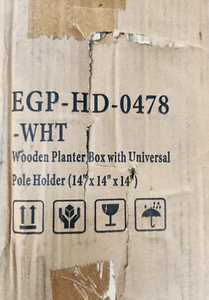 Excello Global Products Large 14 in. White Wooden Planter Box with Pole Holder - Picture 1 of 1