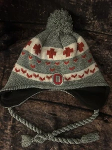 OSU Ohio State University Winter Beanie Mütze mit Bommel & Schnüren - Bild 1 von 5