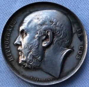  MEDAILLE HIPPOCRATE DE COS  EN ARGENT MASSIF  PAR E.FAROCHON - Picture 1 of 3