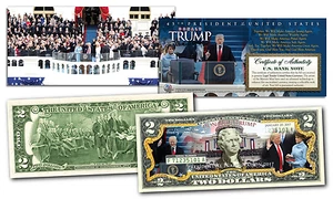 DONALD TRUMP 45th Presidential INAUGURATION Official U.S. $2 Bill w/ 2-Sided COA - Picture 1 of 3