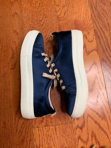 EUC J/ SLIDES NYC Sneakers Blue Satin Size 7.5 - Picture 1 of 9