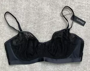 Lounge Underwear Chic Balcony Bra Size 36DD Black Underwired Mesh Panels - Picture 1 of 9