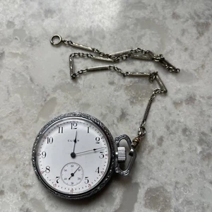 Antiguo Elgin grado 293 de la década de 1910. Reloj Bolsillo Estuche 7 Joyas Para Piezas O Reparación - Imagen 1 de 15