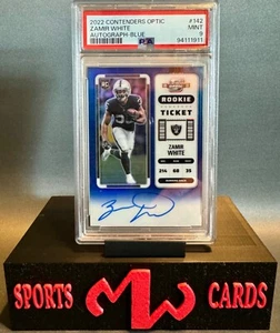 Boleto de novato Contenders Optic Zamir 2022 blanco azul automático 26/75 PSA 9 - Imagen 1 de 3