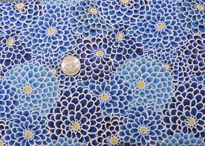 100% Cotton - Fabric Traditions - Blue Dahlias - By the Yard - Picture 1 of 3