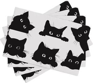 4PCS Cat Table Placemats for Dining Washable 12x18 Inch 4pcs, Black...... - Picture 1 of 8
