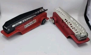 Lot of Two (2) 1970's Vintage Mini Tonka Hook and Ladder Red Fire Trailers - Picture 1 of 16