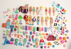 HUGE Vintage Polly Pocket Lot Figures 14 Dolls + Clothes & Accessories Shoes - Picture 1 of 24