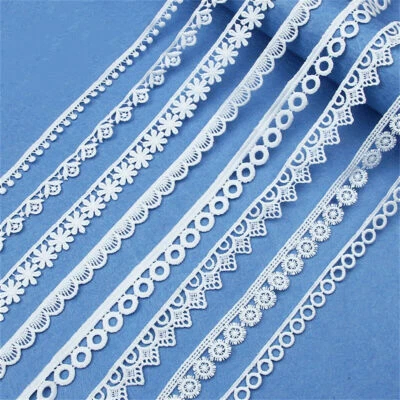 2 Yds White Flower Venise Lace Trim Edged Ribbons DIY Sewing Wedding Dress Craft - Image 1 of 4