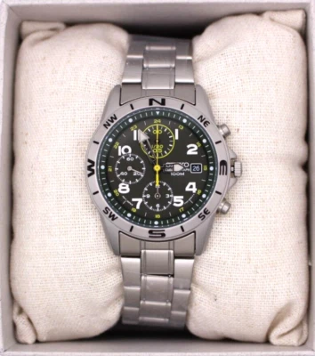 Reloj cronógrafo para hombre SEIKO SND377P nuevo verde plata auténtico militar Japón Foto 1 de 4