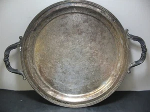 Vintage WM ROGERS Silver Plated Handled Serving Tray 2670 12.5x12.5 USED - Picture 1 of 3