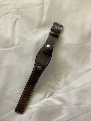 Fossil Auténtico Mujer Banda Ancha Cuero Marrón Cuero Genuino 16mm Tacos Foto 1 de 2