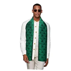 Bufanda de seda ligera para hombre/mujer estampado de moda trébol verde cachemira - Imagen 1 de 6