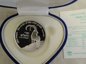 2000 Holy Land Wildlife "Wild Goat and Acacia Tree" PROOF Silver Coin +Box + COA - Picture 1 of 6
