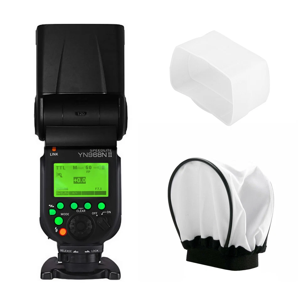 YONGNUO YN968N II Wireless Flash Speedlite Light TTL for Nikon Camera + Diffuser - Image 1 of 4