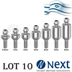 Lot x 10 Dental ball attachment abutment internal hex titanium 0.5 - 6 mm - Picture 1 of 15