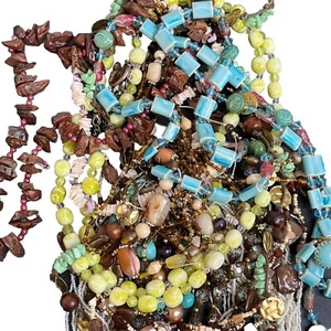 Vintage Beaded Glass Necklace Costume Jewelry Lot Of 11 Pieces Multicolor - Picture 1 of 22