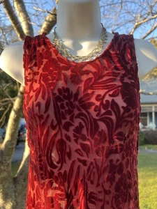 Marrika Nakk Plüsch Burgunder Samt Devore Art-to-Wear Western Kleid - Bild 1 von 11