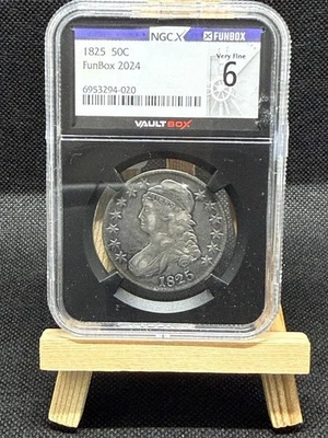 1825  Capped Bust Silver Half Dollar 50C VaultBox Fun Box 2024 NGC X - Image 1 of 2