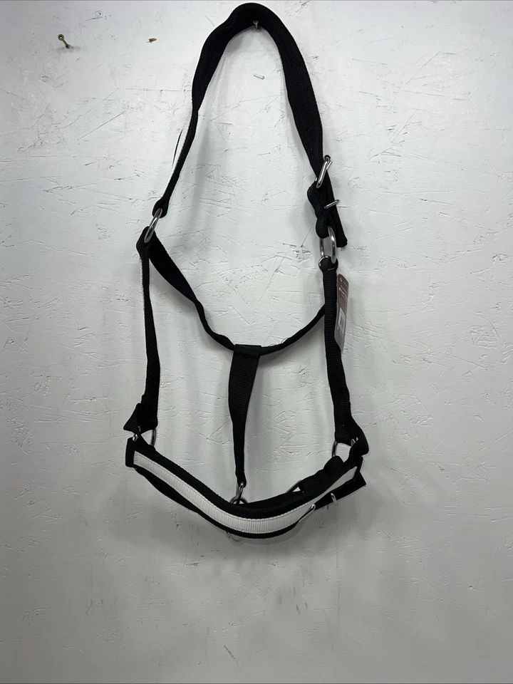 New Tough 1 Black White Draft Deluxe Nylon Halter #50-9575 W-37 - Image 1 of 4